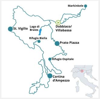 Dolomitas en Bicicleta o Mountain Bike MTB (Italia) - mapa de la ruta