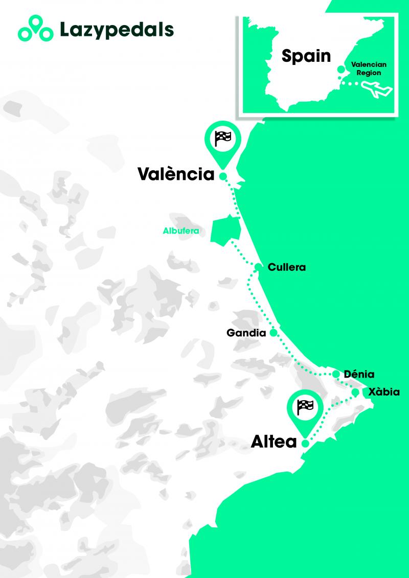 Alacant – València Costa Blanca - mapa de la ruta