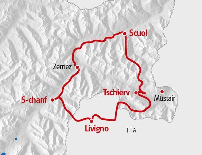 Alpes Suizos en MTB - mapa de la ruta