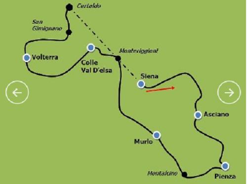 Cicloturismo por La Toscana (Italia) - mapa de la ruta