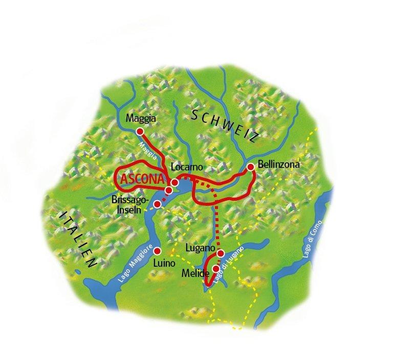 Rutas en bicicleta por el Lago Maggiore - mapa de la ruta