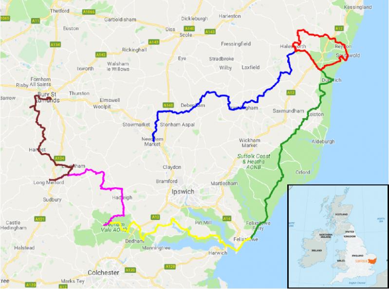 Castillos, Costa y Pueblos de Inglaterra - mapa de la ruta
