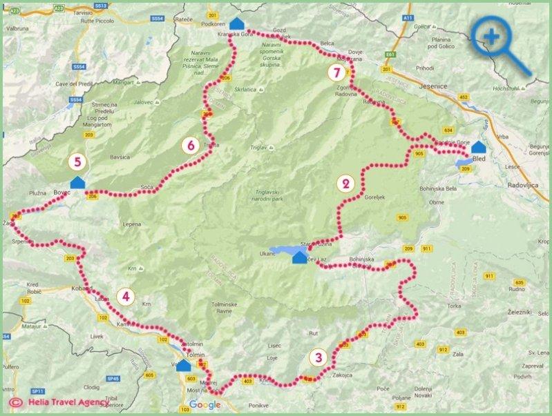 Parques Naturales de Eslovenia en Mountain Bike - MTB - mapa de la ruta